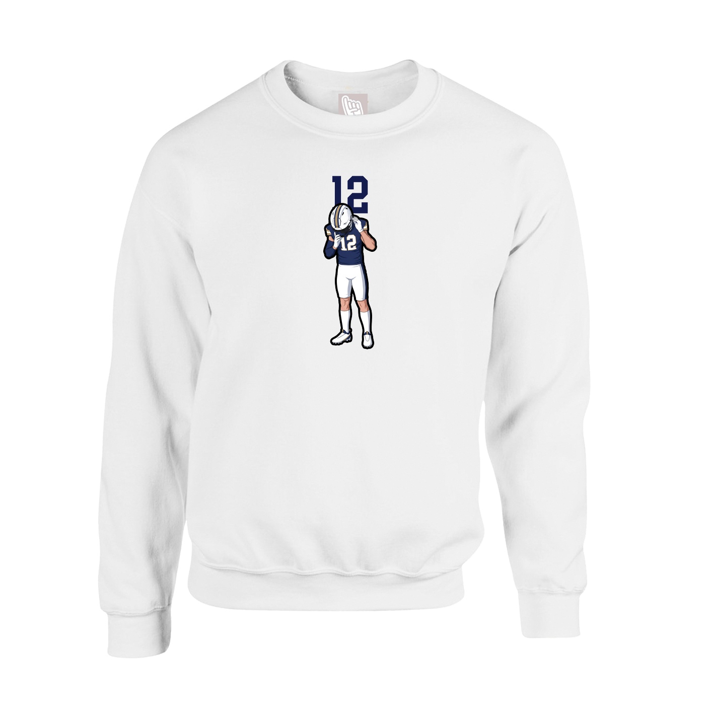 Fleece Crew — Number Top in White