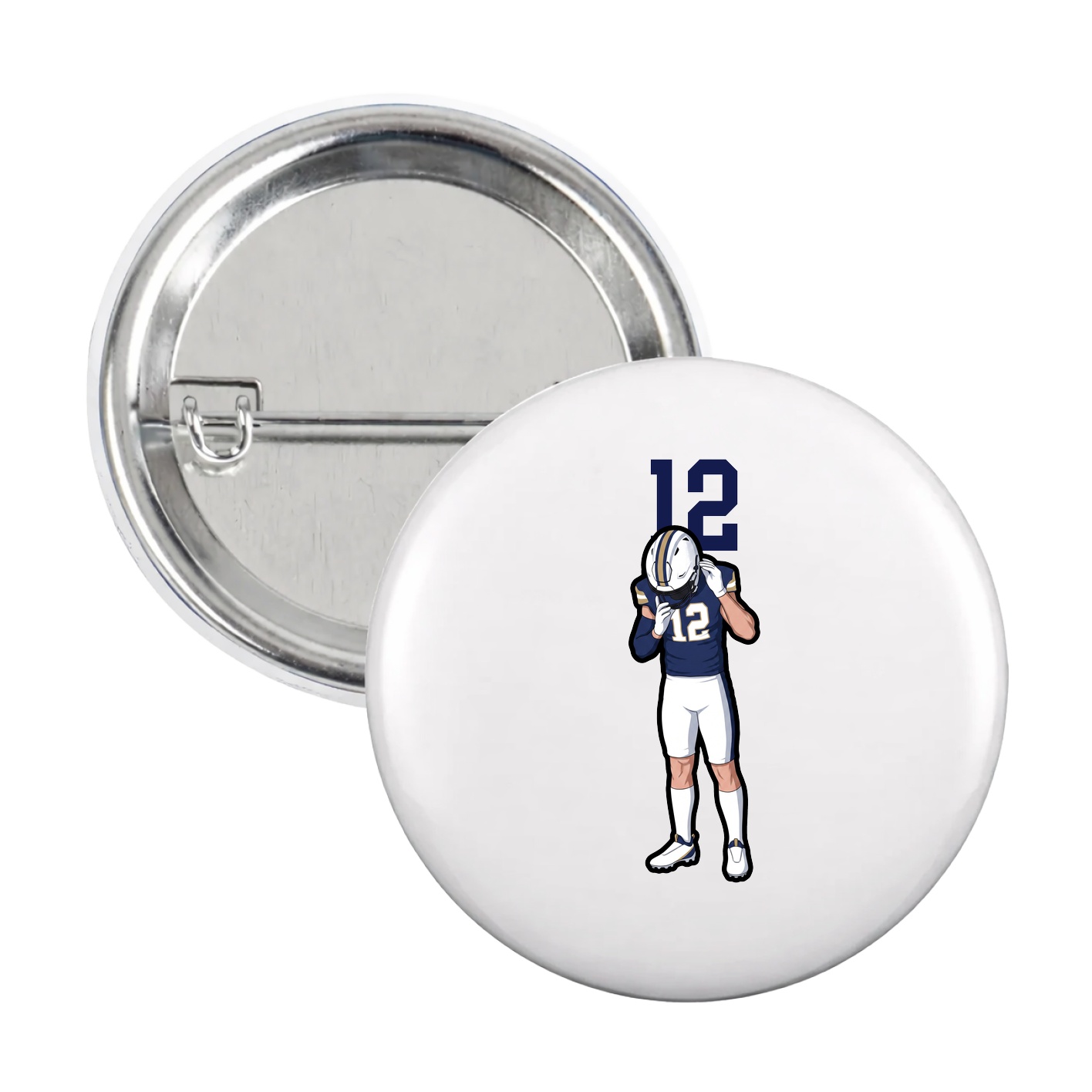 Game Day Button — Number Top in White