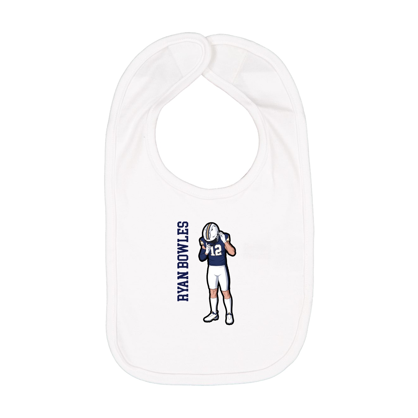 Infant Bib — Name Vertical in White