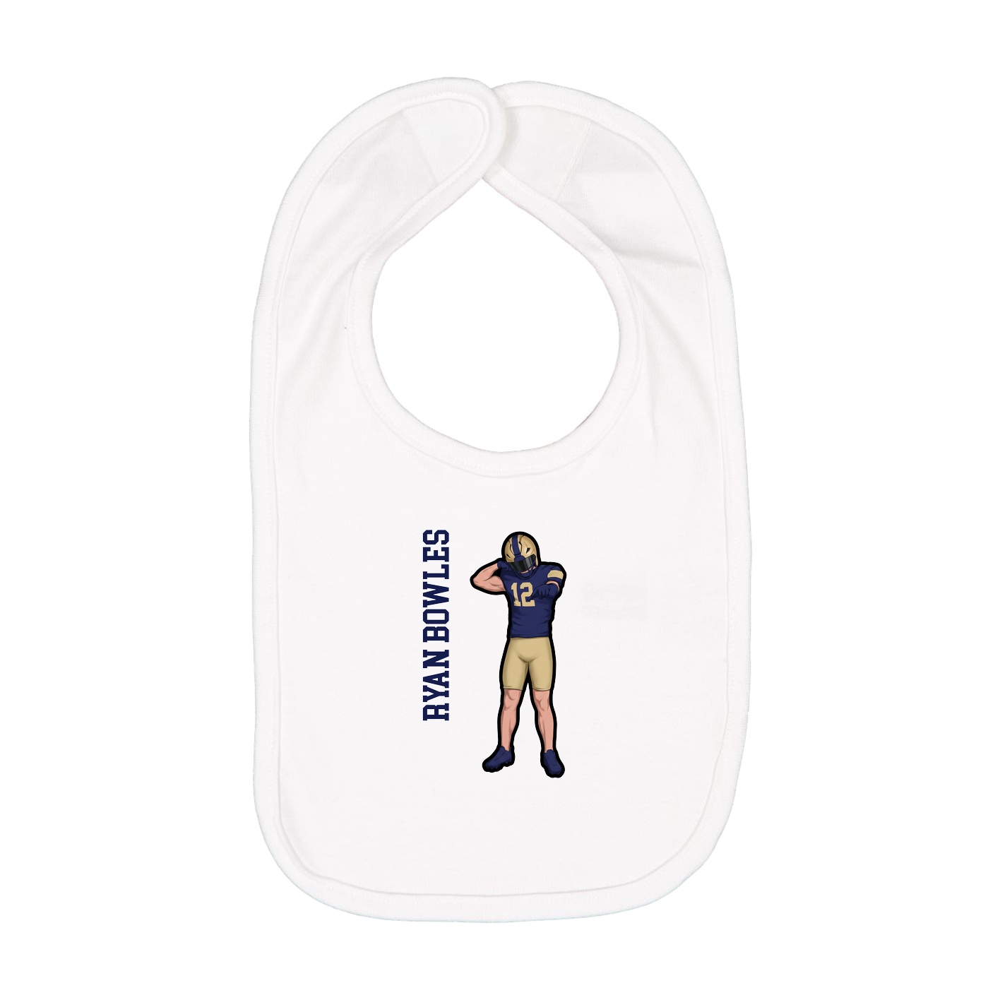Infant Bib — Name Vertical in White