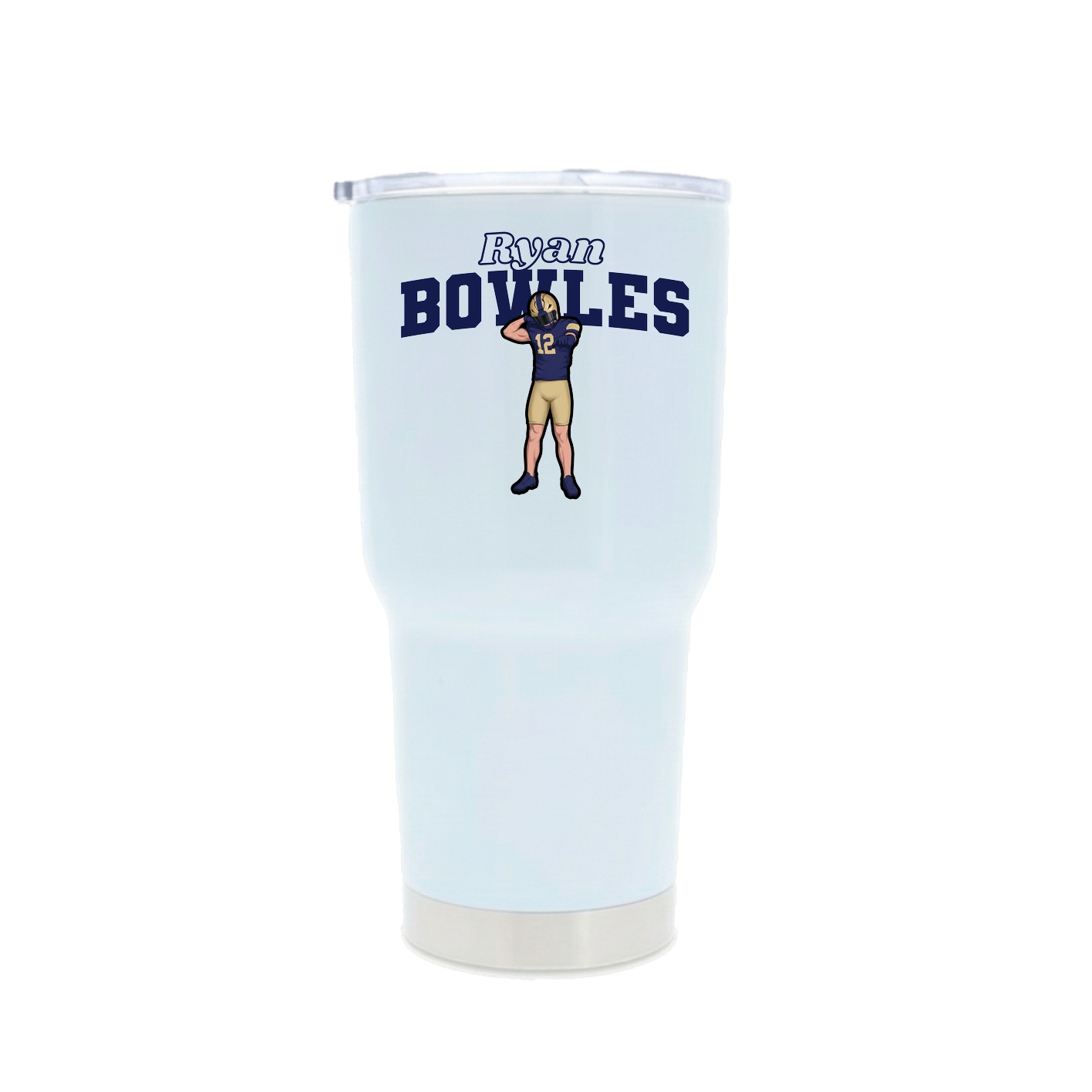 30oz Stainless Steel Tumbler — Name Arch in White