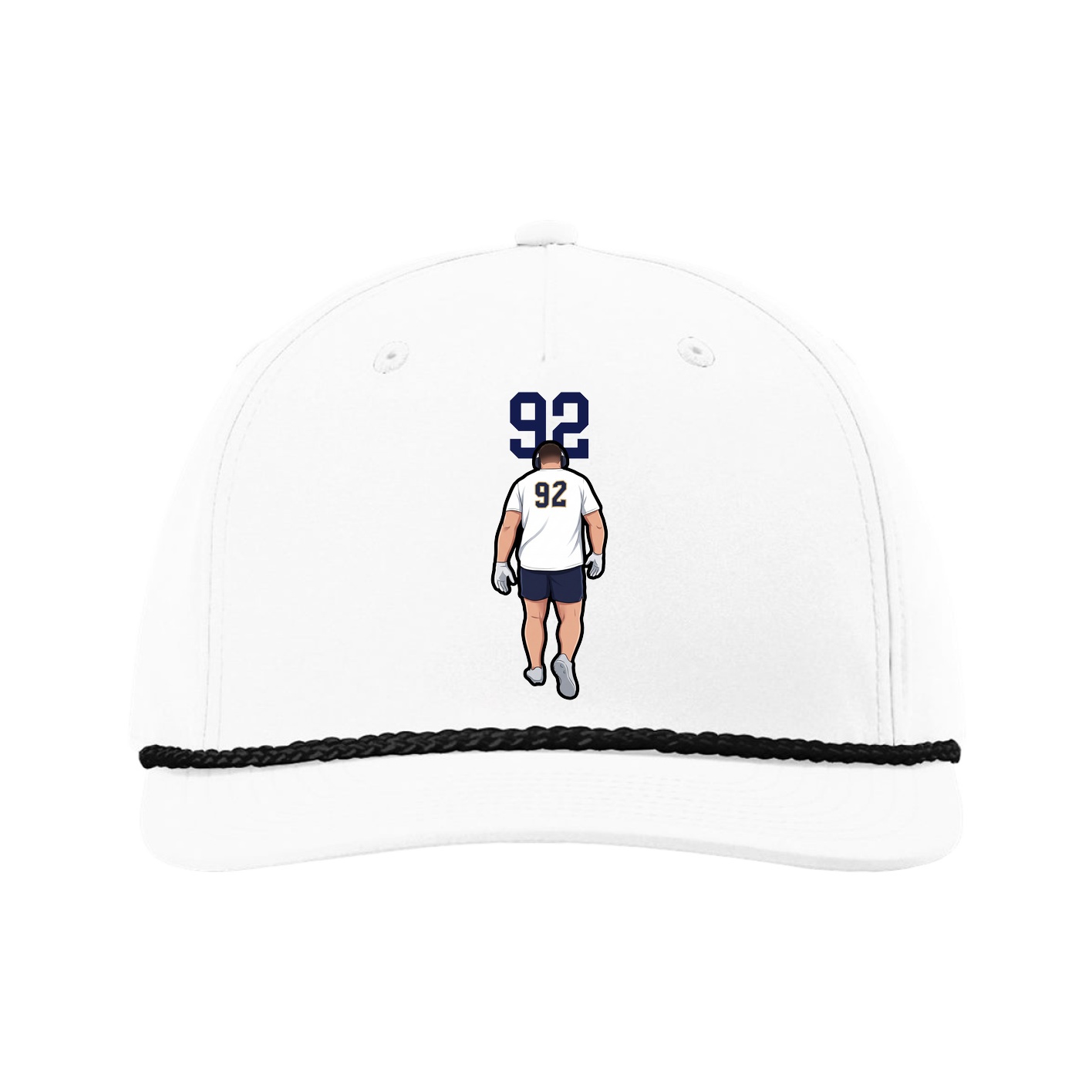 Five-Panel Classic Rope Cap — Number Top in White