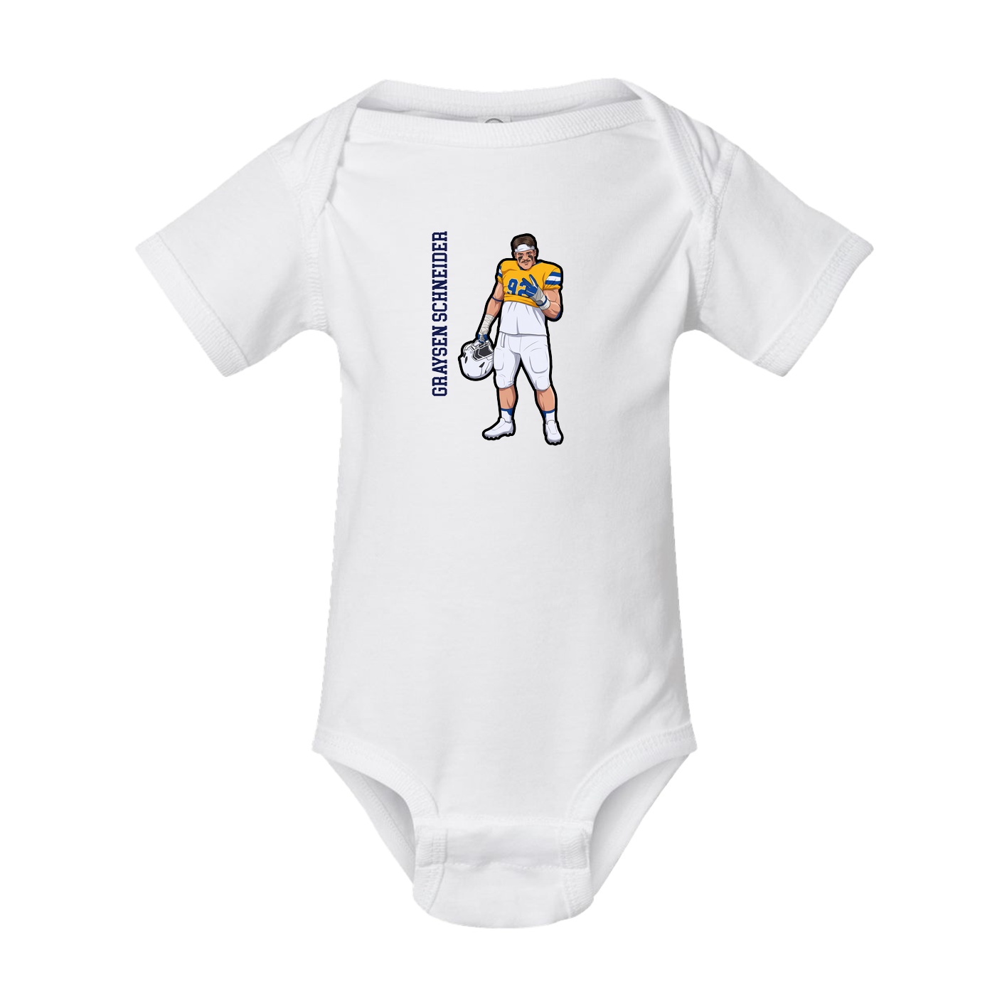 Baby Onesie — Name Vertical in White
