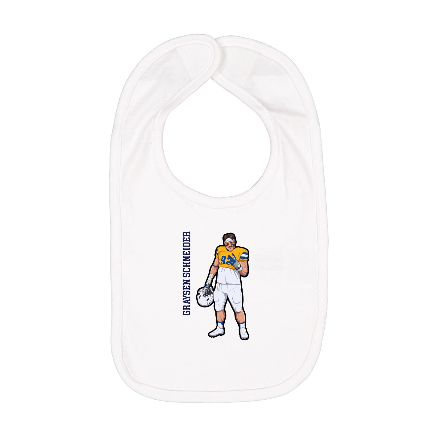 Infant Bib — Name Vertical in White