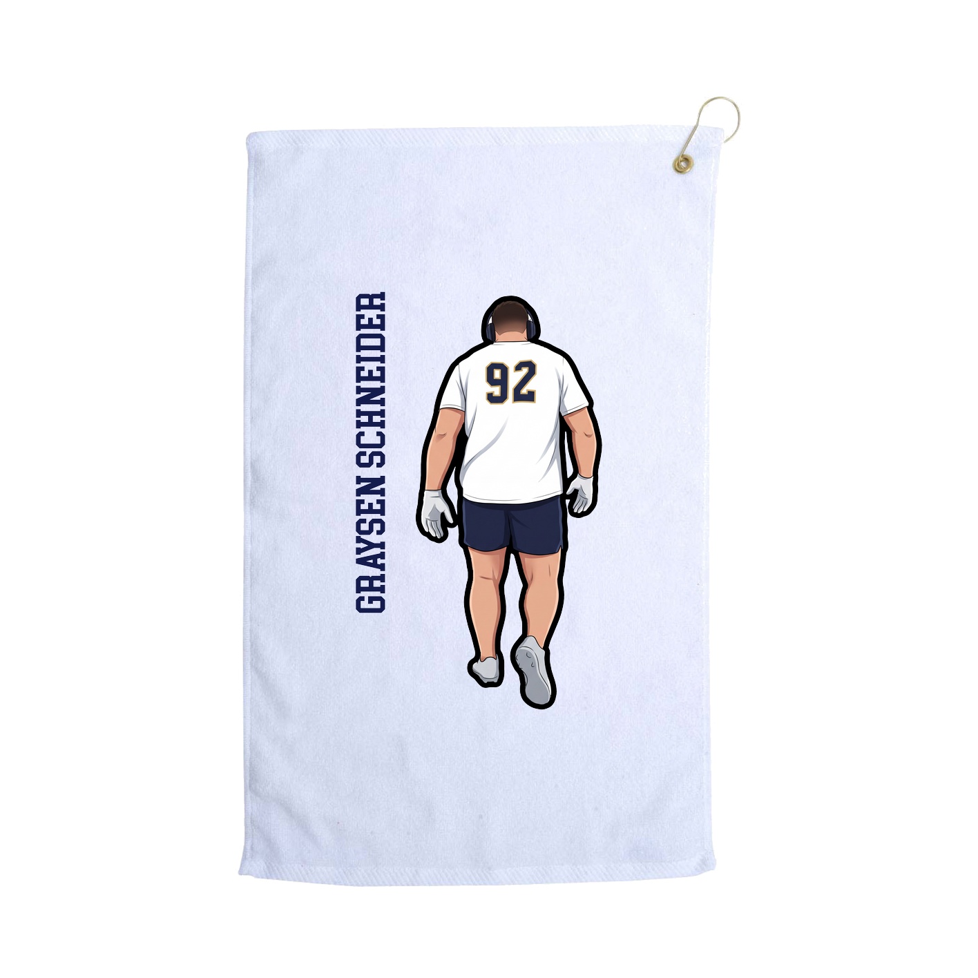 Golf Towel — Name Vertical in White
