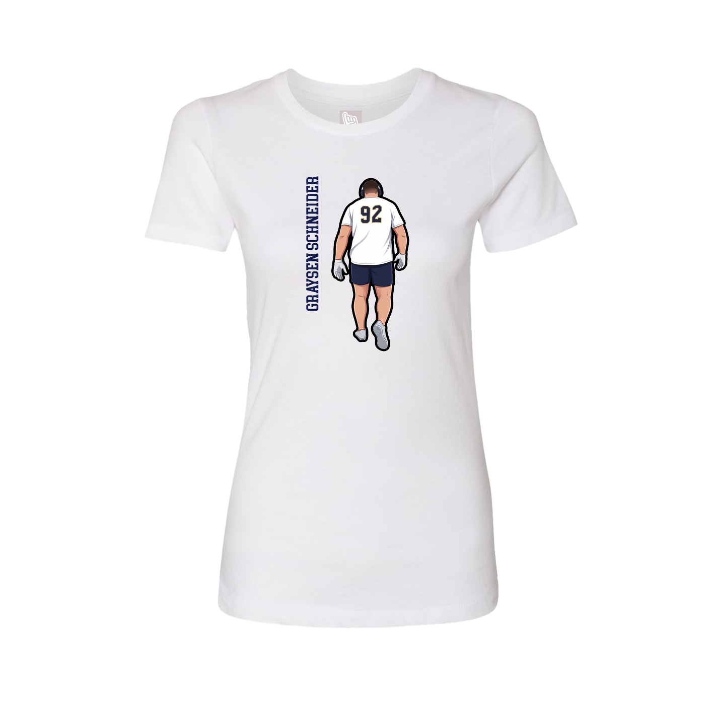 Fitted Women's Tee — Name Vertical in White