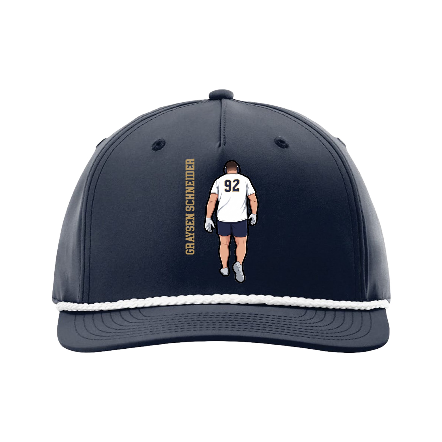 Five-Panel Classic Rope Cap — Name Vertical in Navy