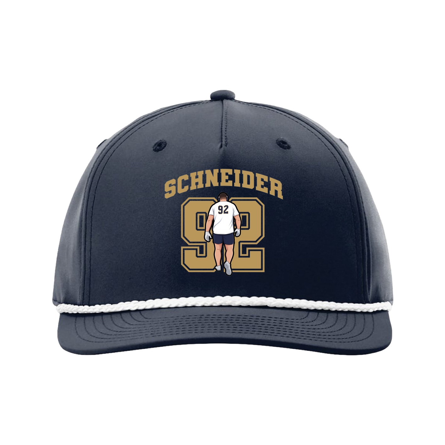 Five-Panel Classic Rope Cap — Number in Navy