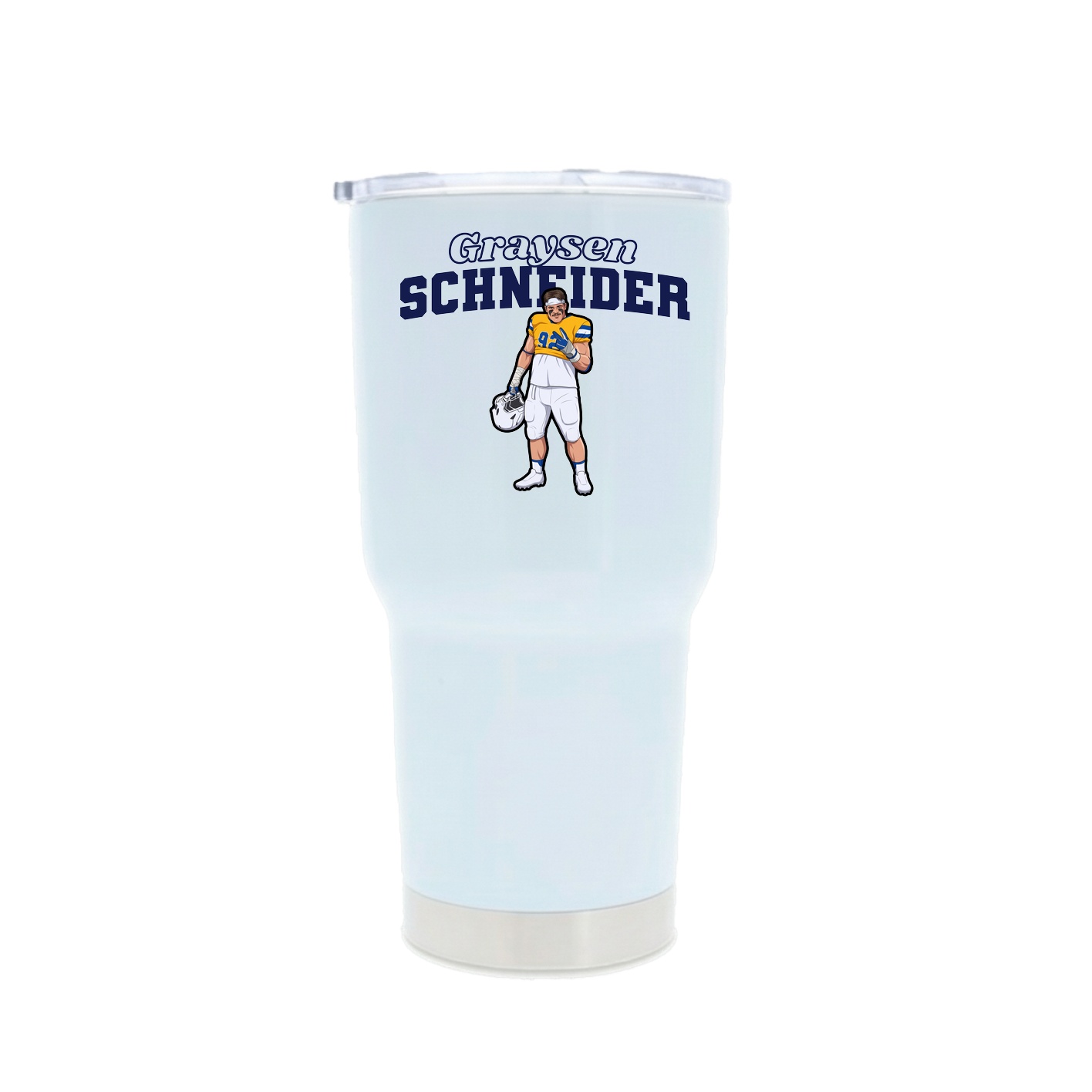 30oz Stainless Steel Tumbler — Name Arch in White