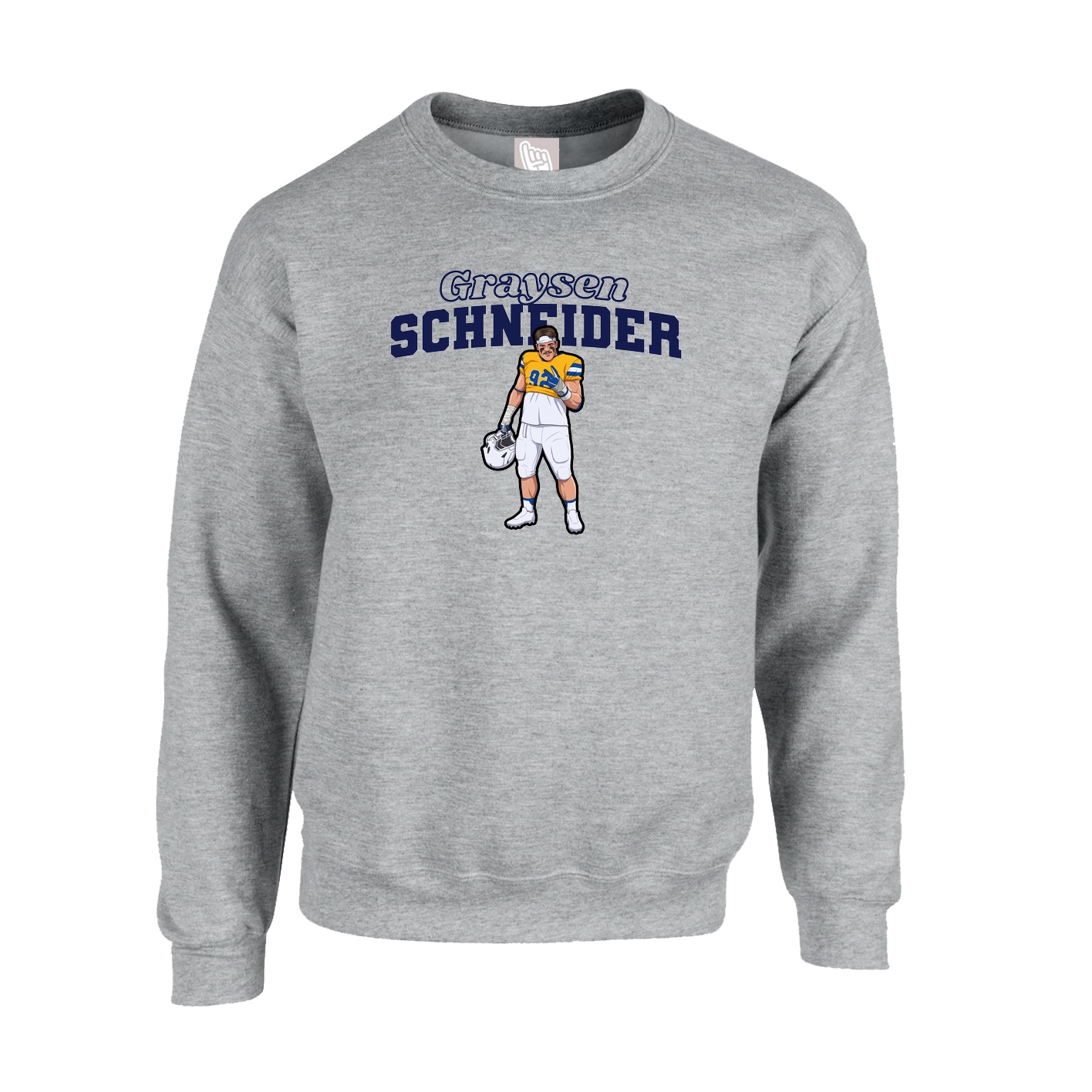Fleece Crew — Name Arch in Grey