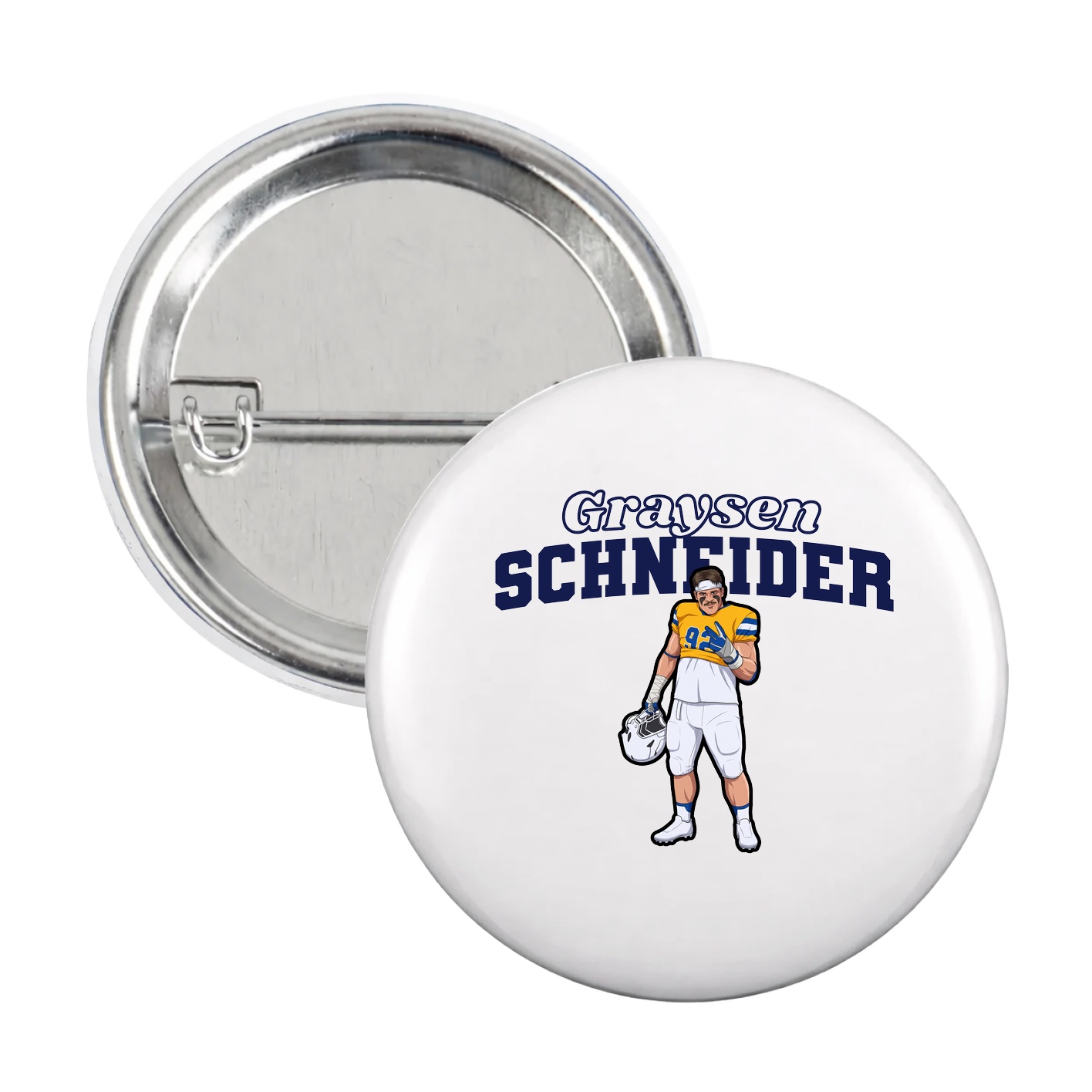 Game Day Button — Name Arch in White