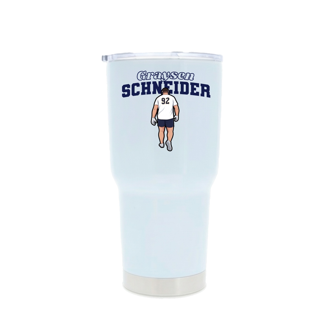 30oz Stainless Steel Tumbler — Name Arch in White