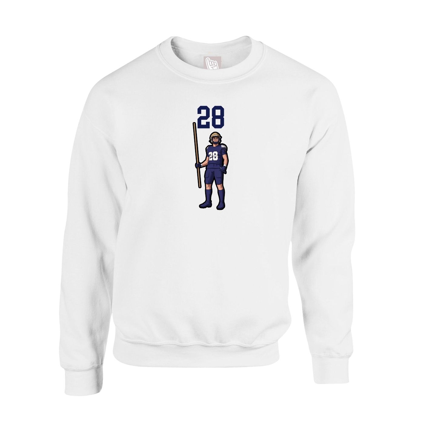 Fleece Crew — Number Top in White