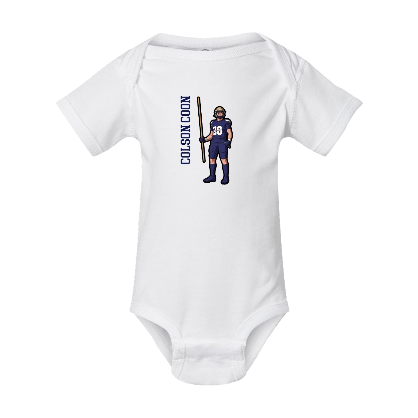 Baby Onesie — Name Vertical in White