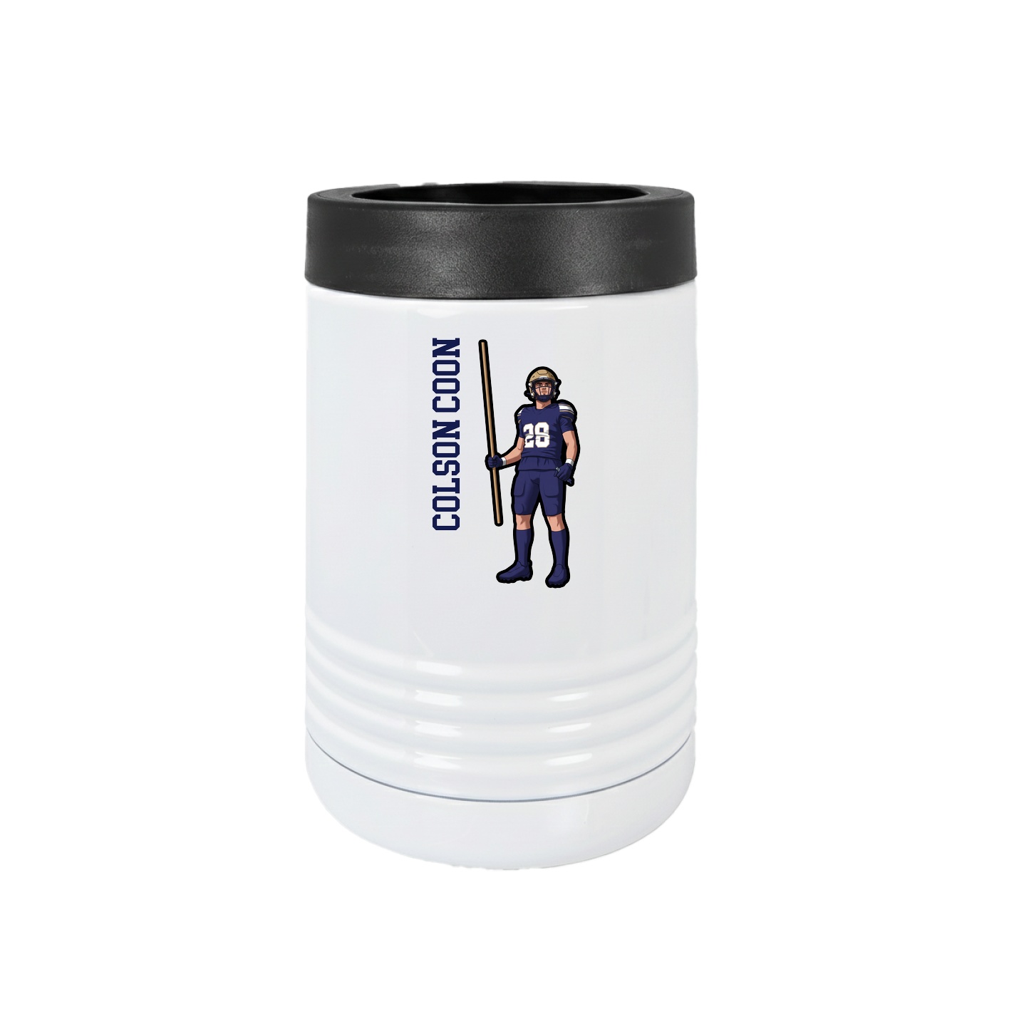 Beverage Holder — Name Vertical in White