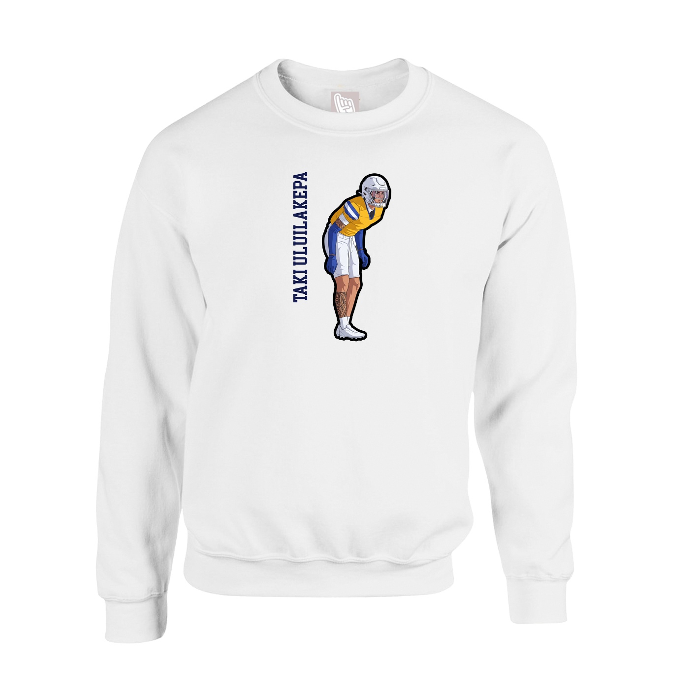 Fleece Crew — Name Vertical in White