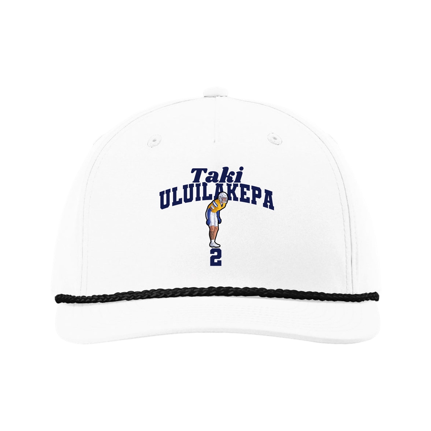Five-Panel Classic Rope Cap — Signature Arch in White