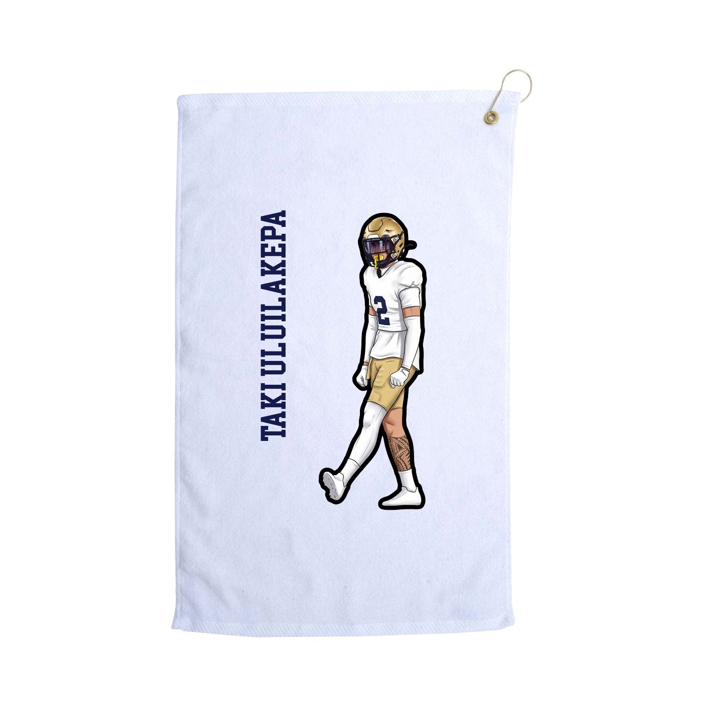 Golf Towel — Name Vertical in White
