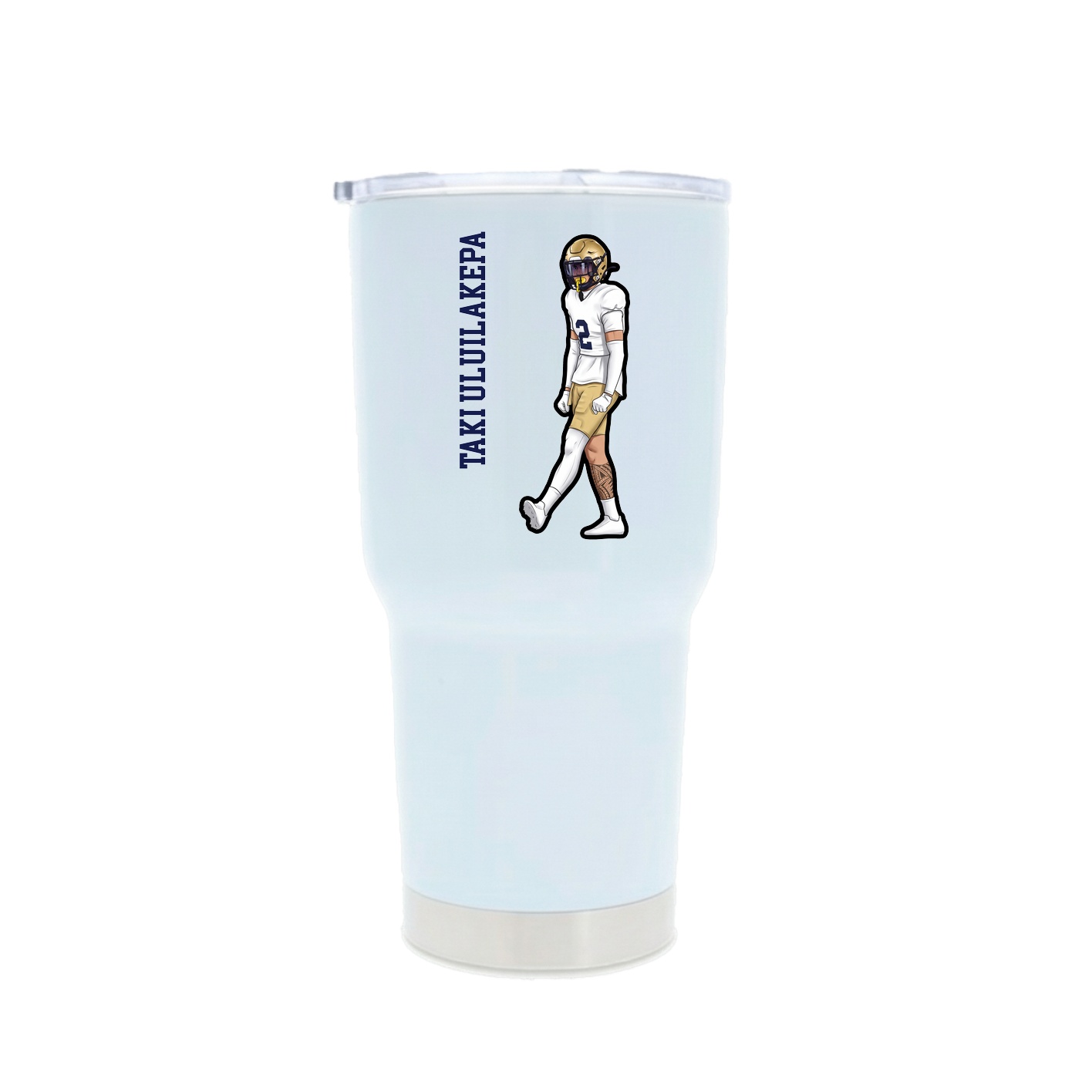 30oz Stainless Steel Tumbler — Name Vertical in White