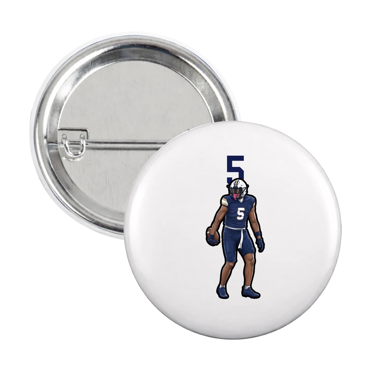 Game Day Button — Number Top in White