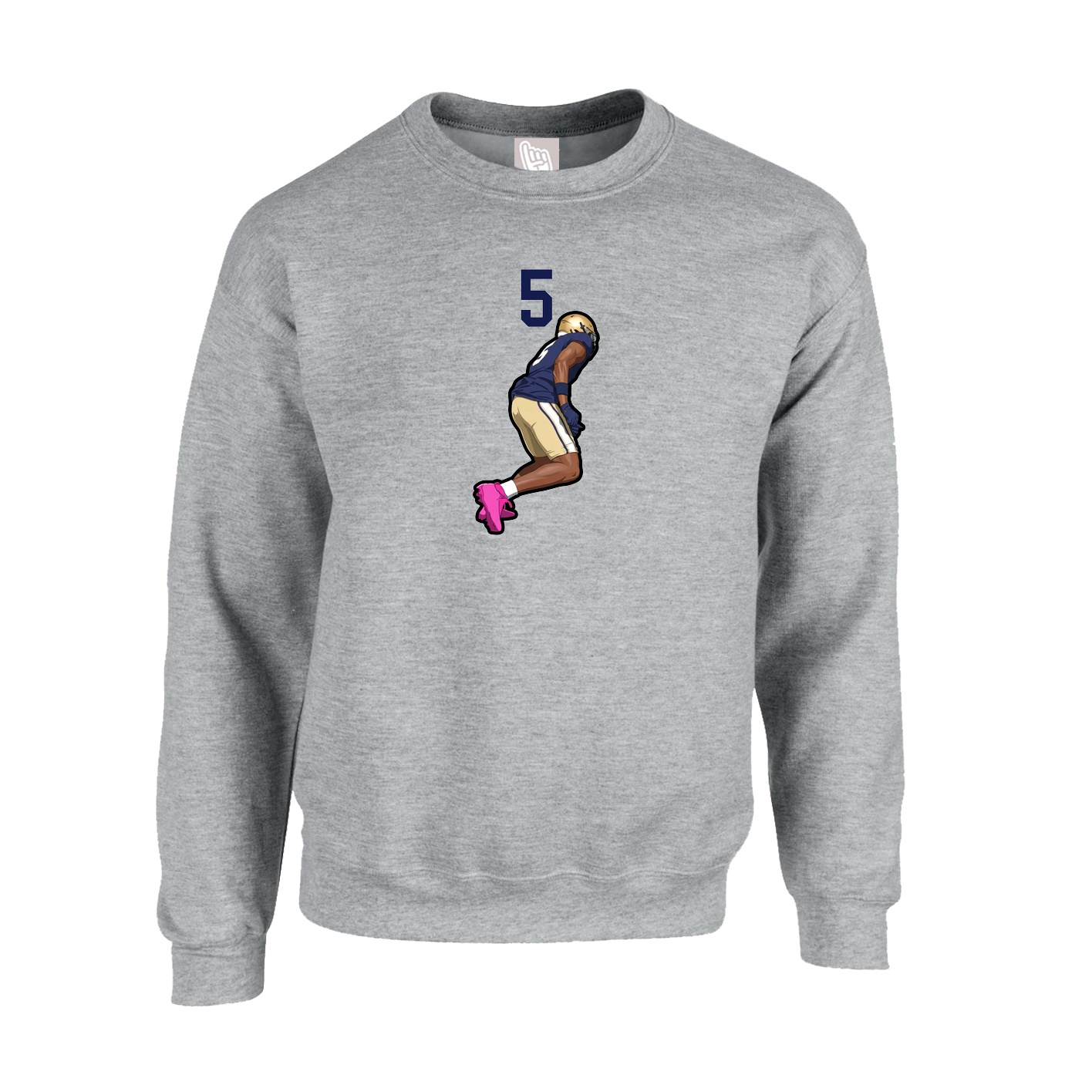 Fleece Crew — Number Top in Grey