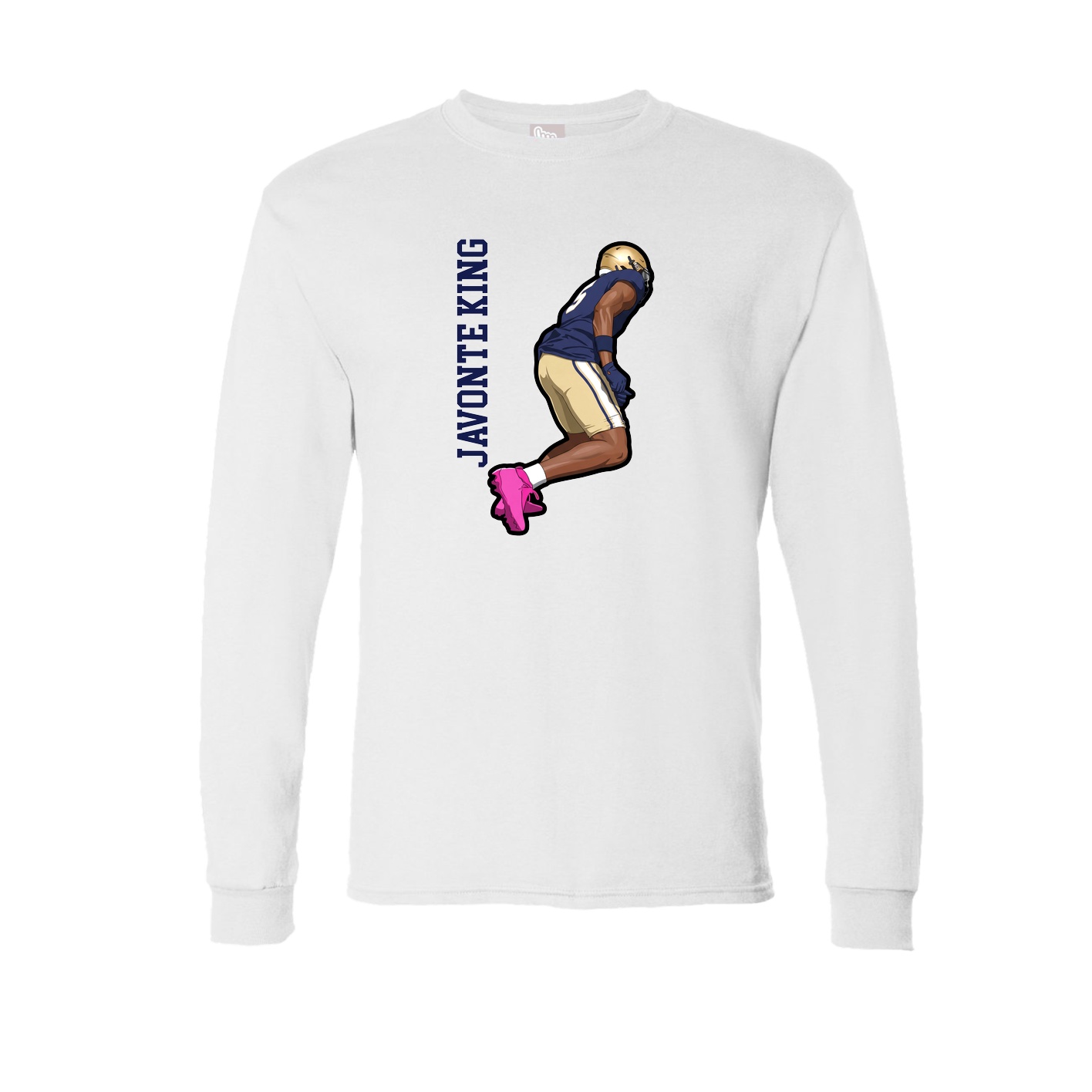 Long Sleeve Tee — Name Vertical in White