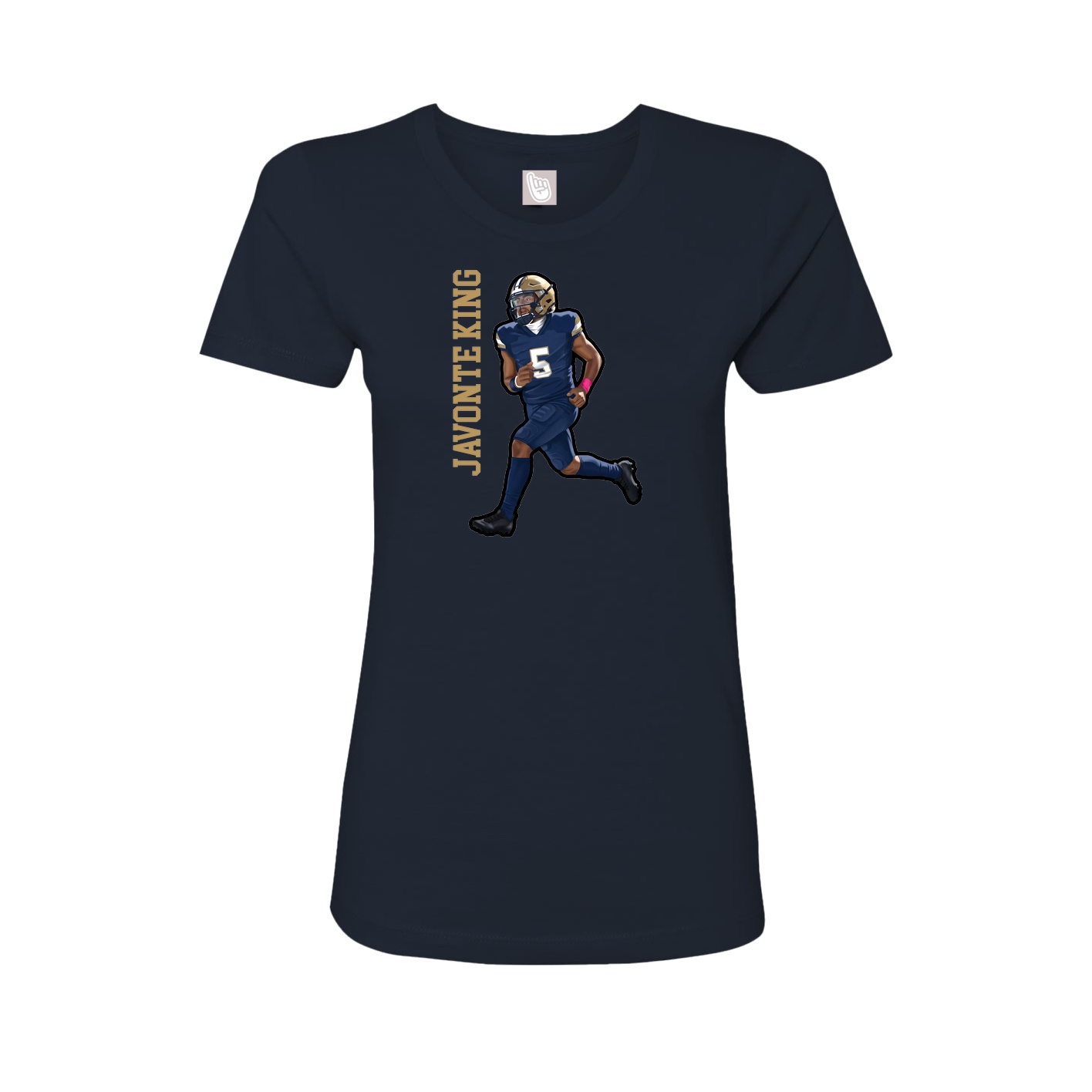 Fitted Women's Tee — Name Vertical in Navy