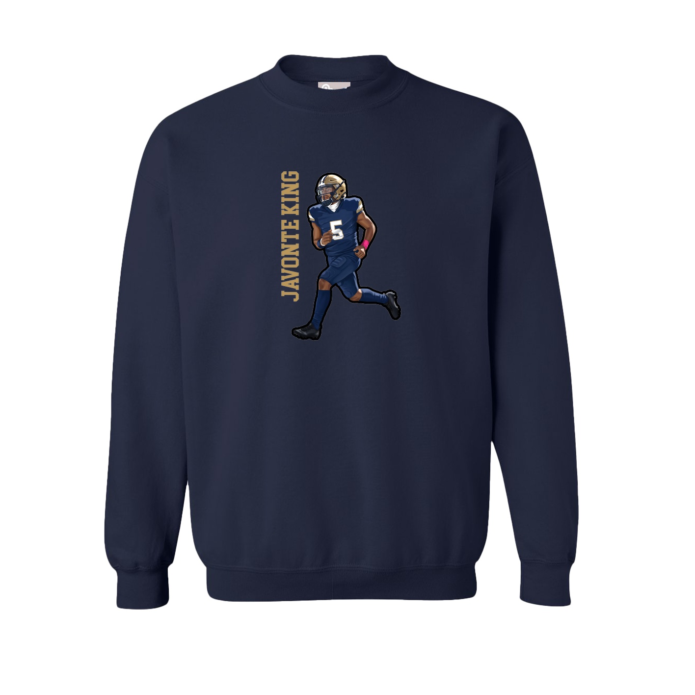 Fleece Crew — Name Vertical in Navy