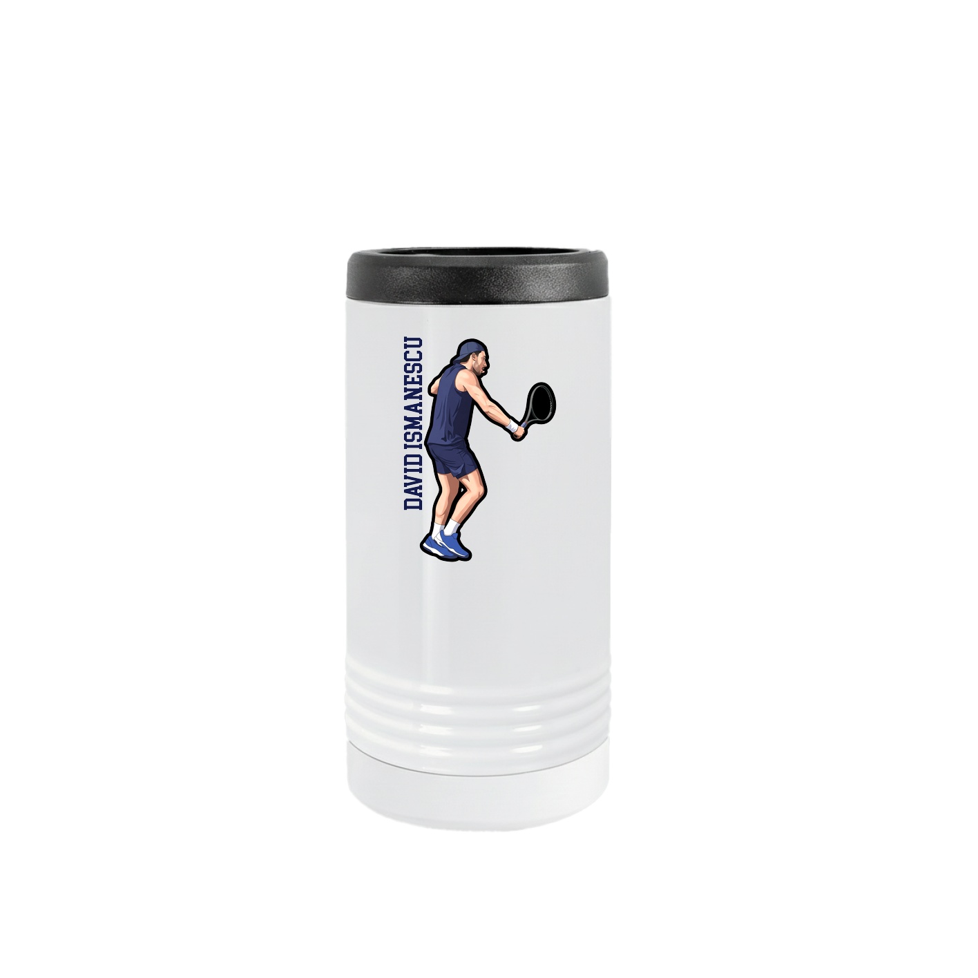 Slim Beverage Holder — Name Vertical in White