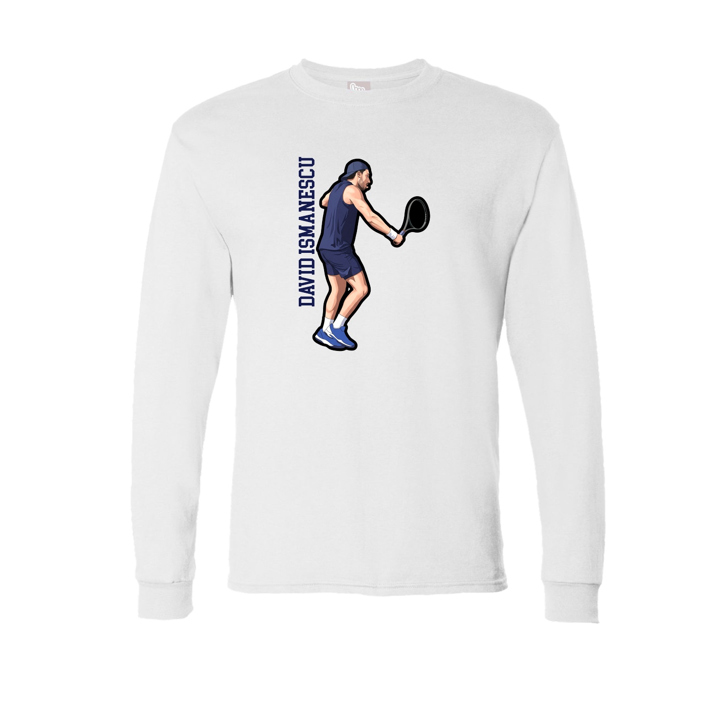 Long Sleeve Tee — Name Vertical in White