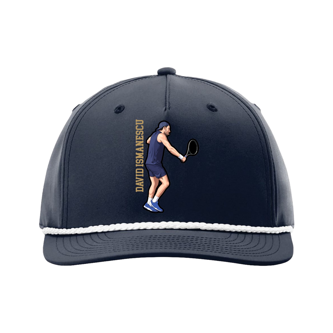Five-Panel Classic Rope Cap — Name Vertical in Navy