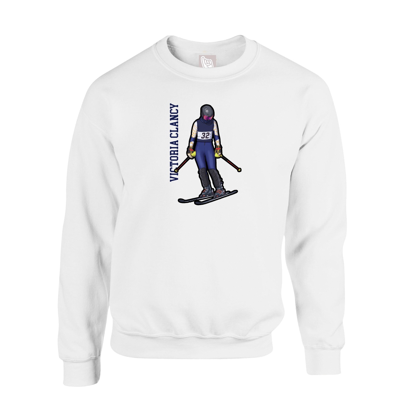 Fleece Crew — Name Vertical in White