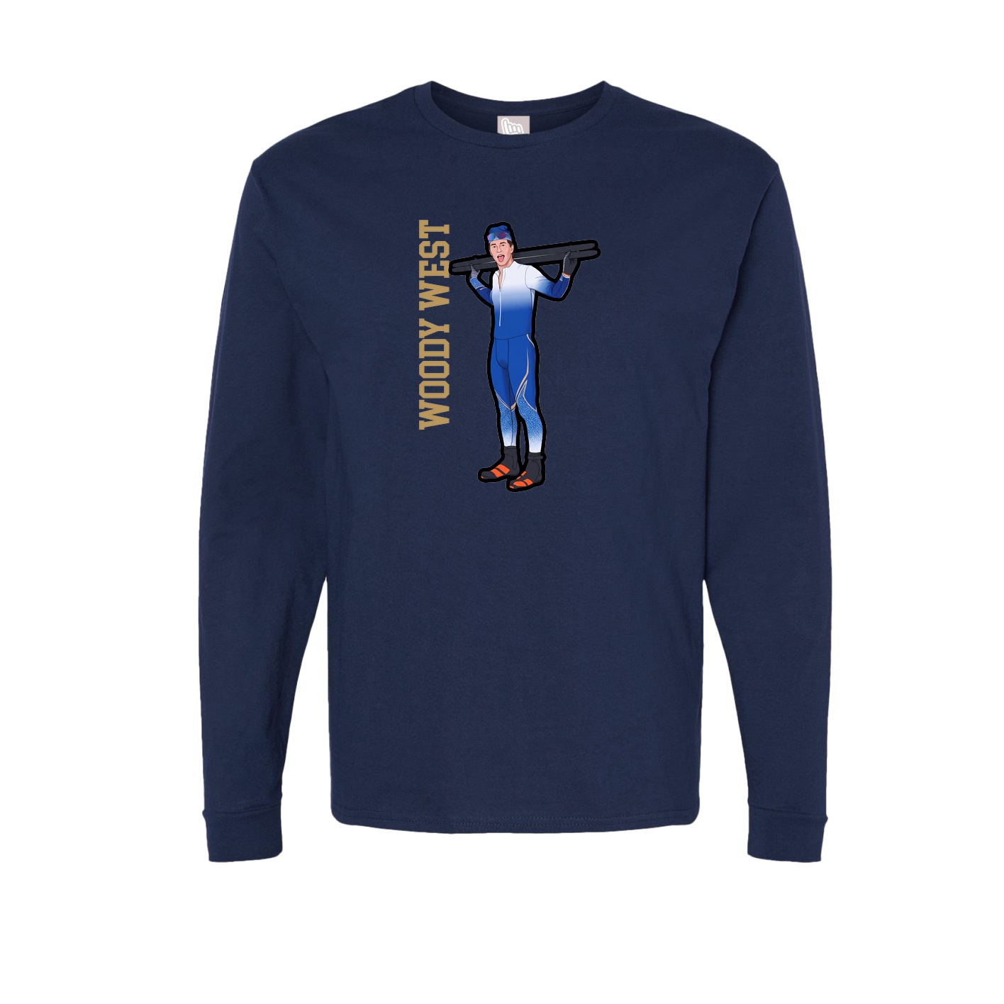 Long Sleeve Tee — Name Vertical in Navy