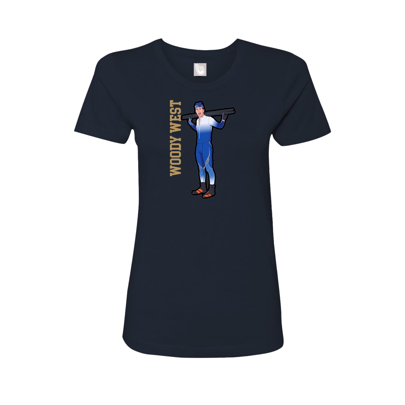 Fitted Women's Tee — Name Vertical in Navy