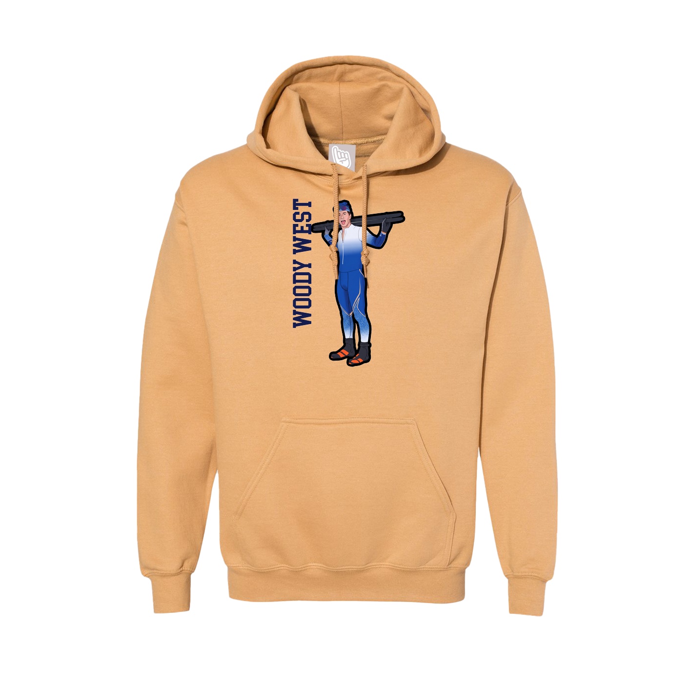 Hoodie — Name Vertical in Vegas Gold