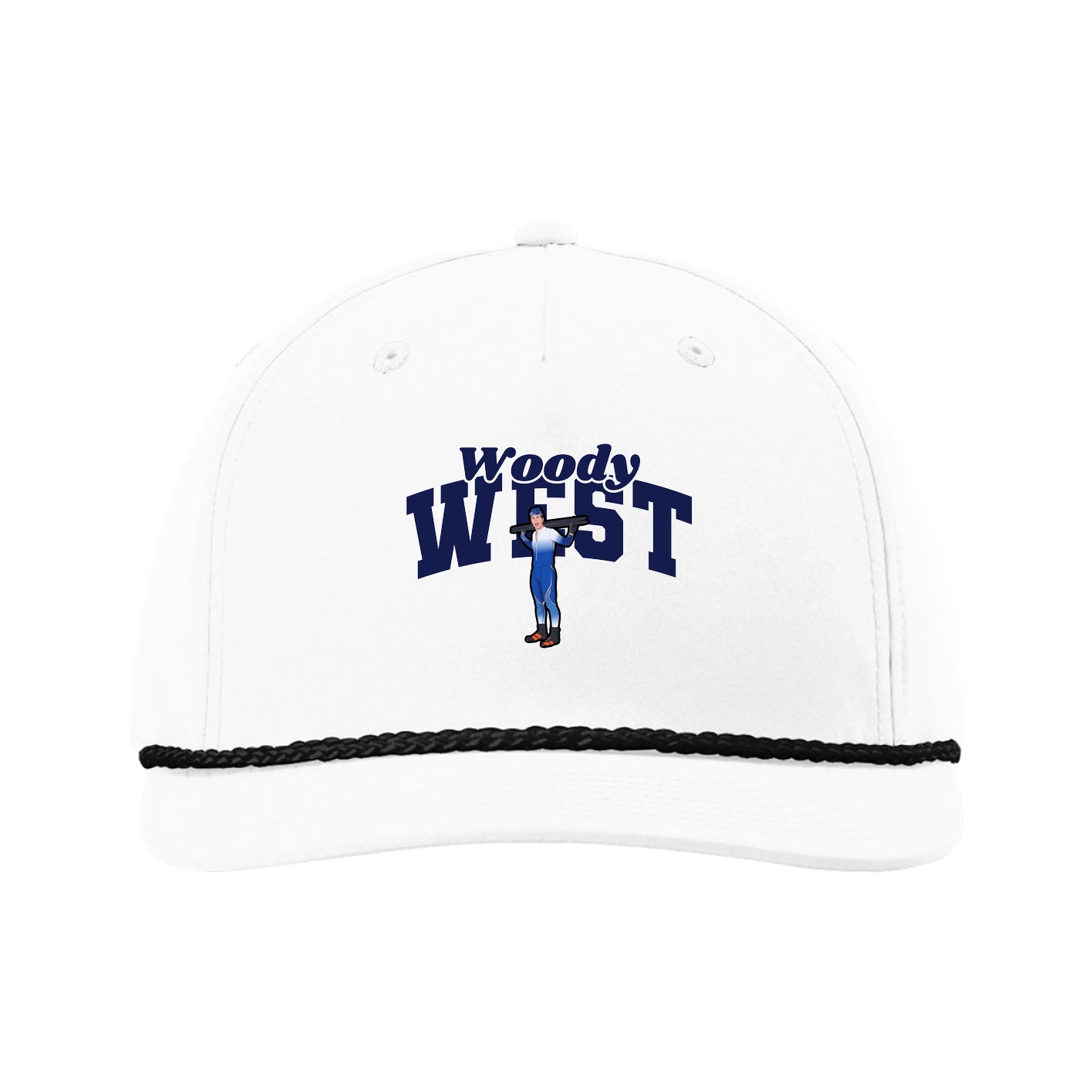 Five-Panel Classic Rope Cap — Signature Arch in White