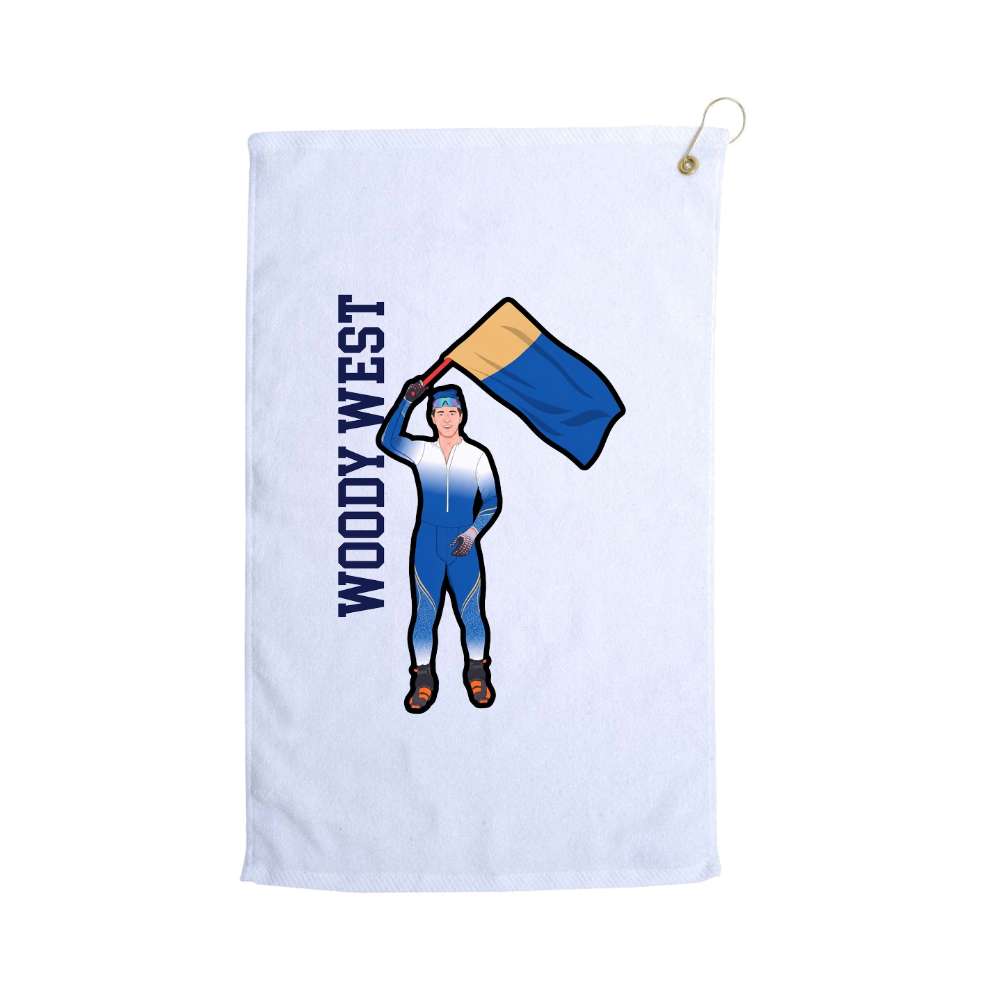 Golf Towel — Name Vertical in White