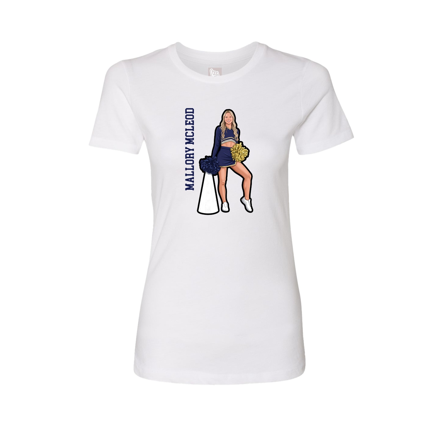 Fitted Women's Tee — Name Vertical in White