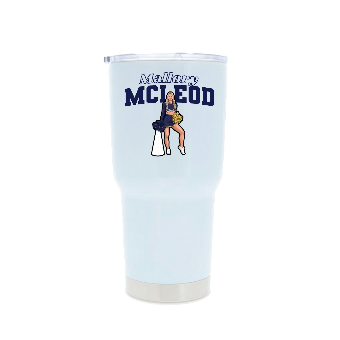 30oz Stainless Steel Tumbler — Name Arch in White
