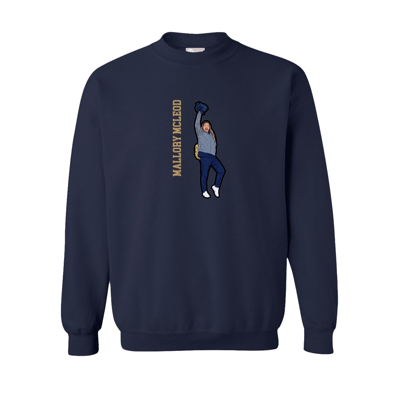 Fleece Crew — Name Vertical in Navy