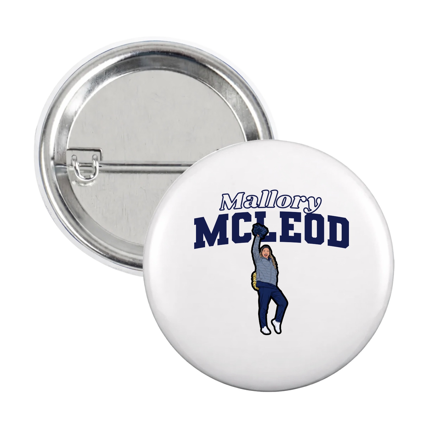 Game Day Button — Name Arch in White