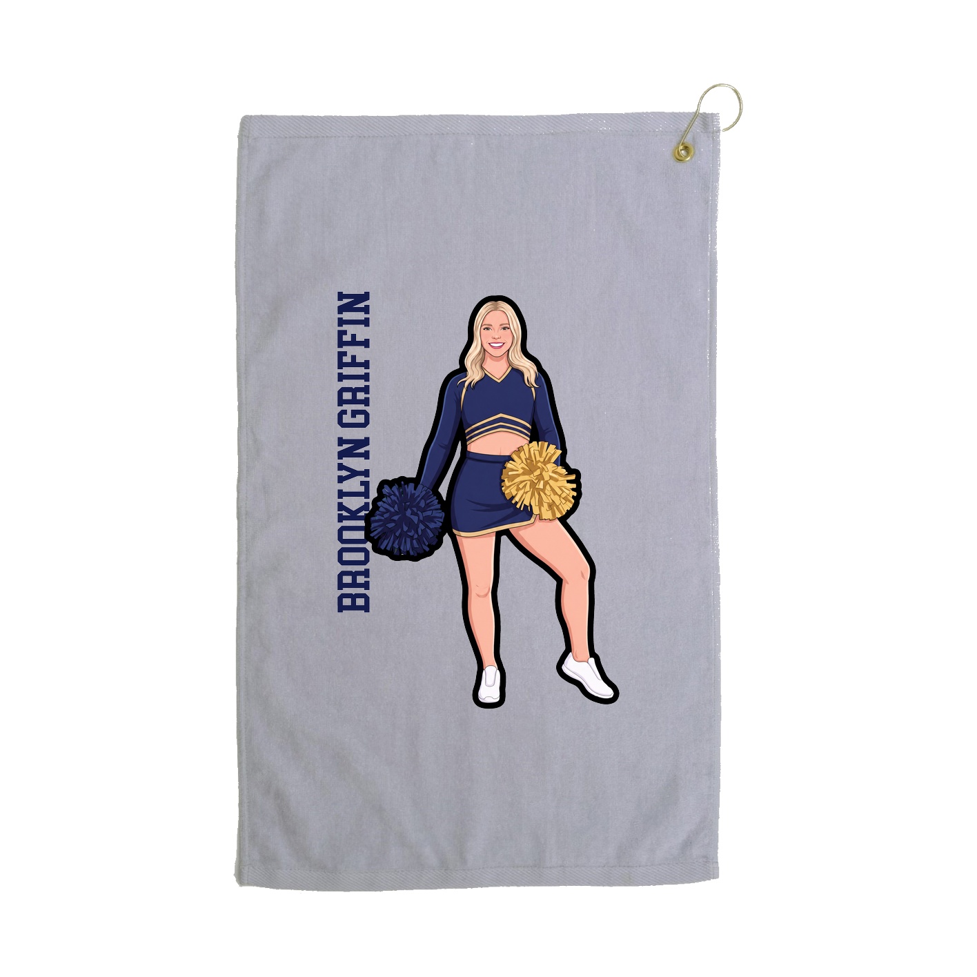 Golf Towel — Name Vertical in Grey