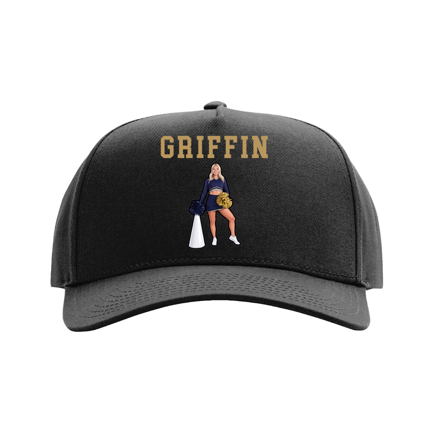 Full Fabric Five-Panel Champ Cap — Shirsey in Black