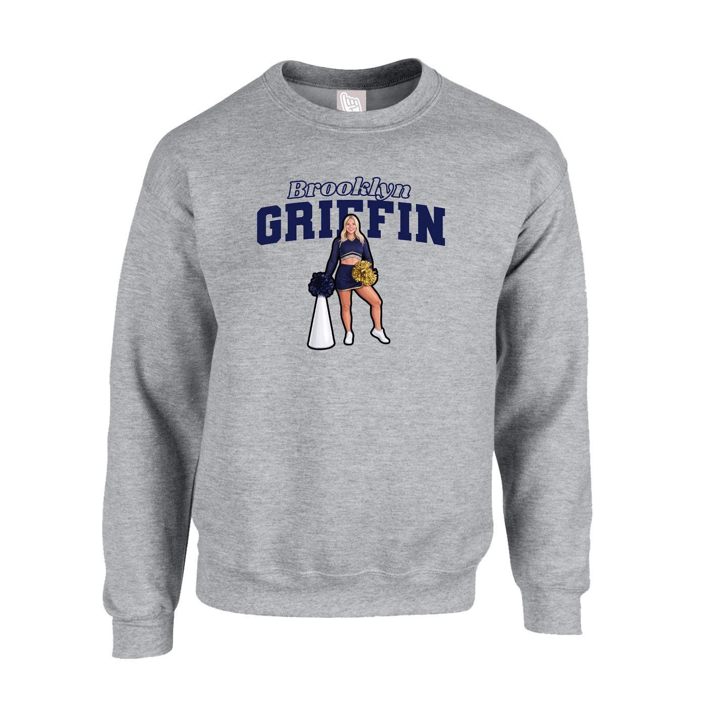 Fleece Crew — Name Arch in Grey