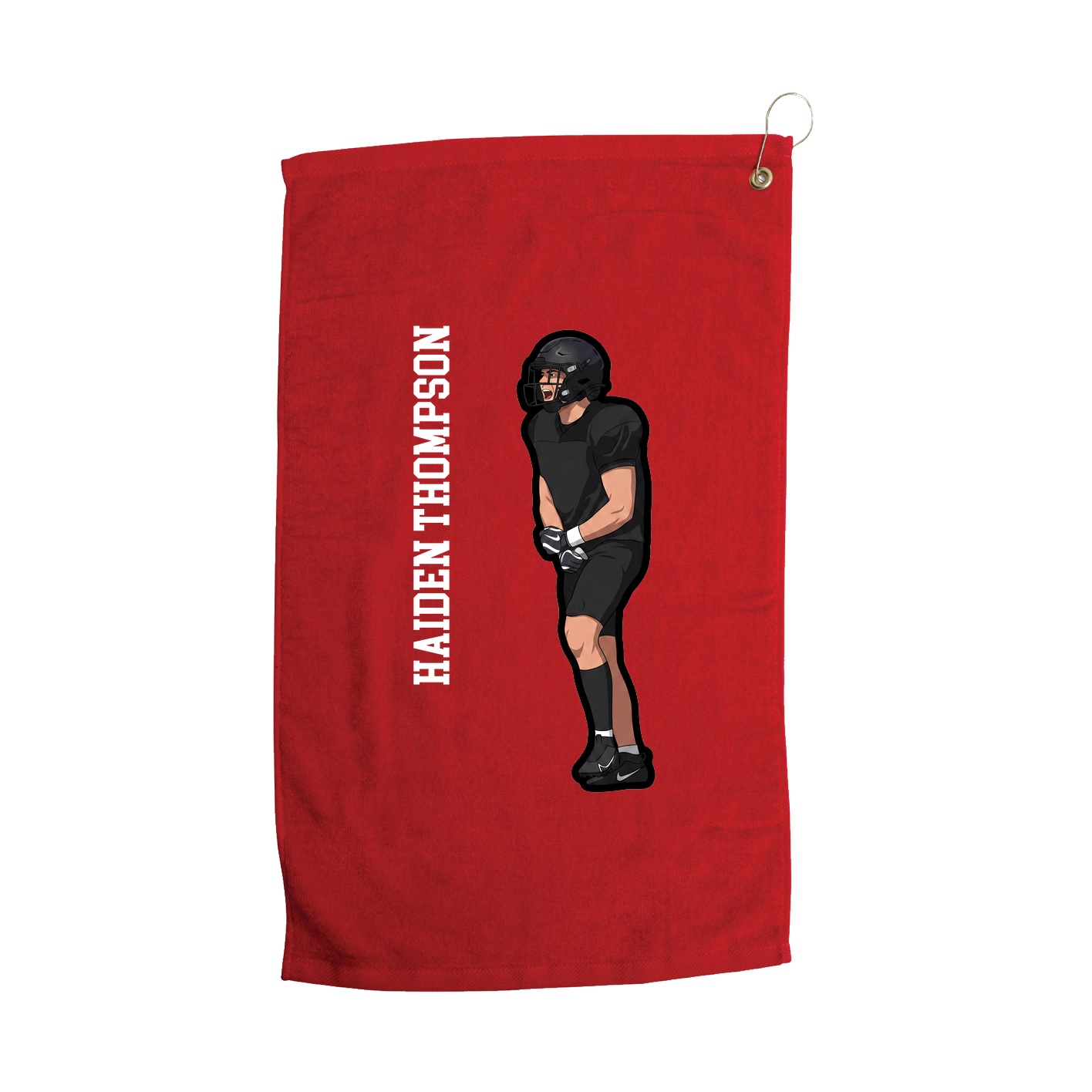 Golf Towel — Name Vertical in Red