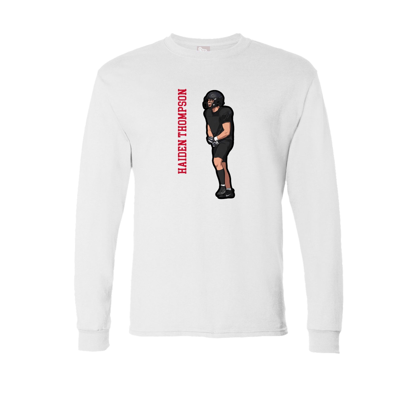 Long Sleeve Tee — Name Vertical in White