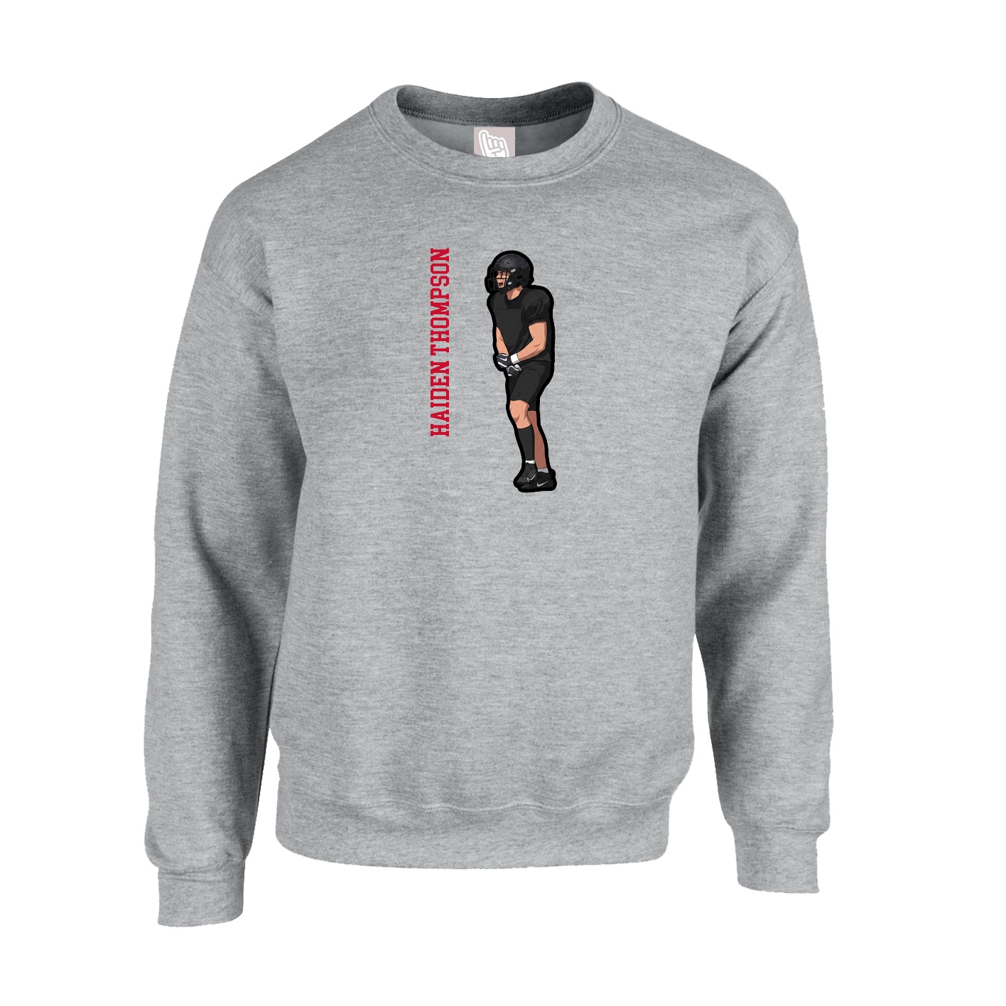 Fleece Crew — Name Vertical in Grey