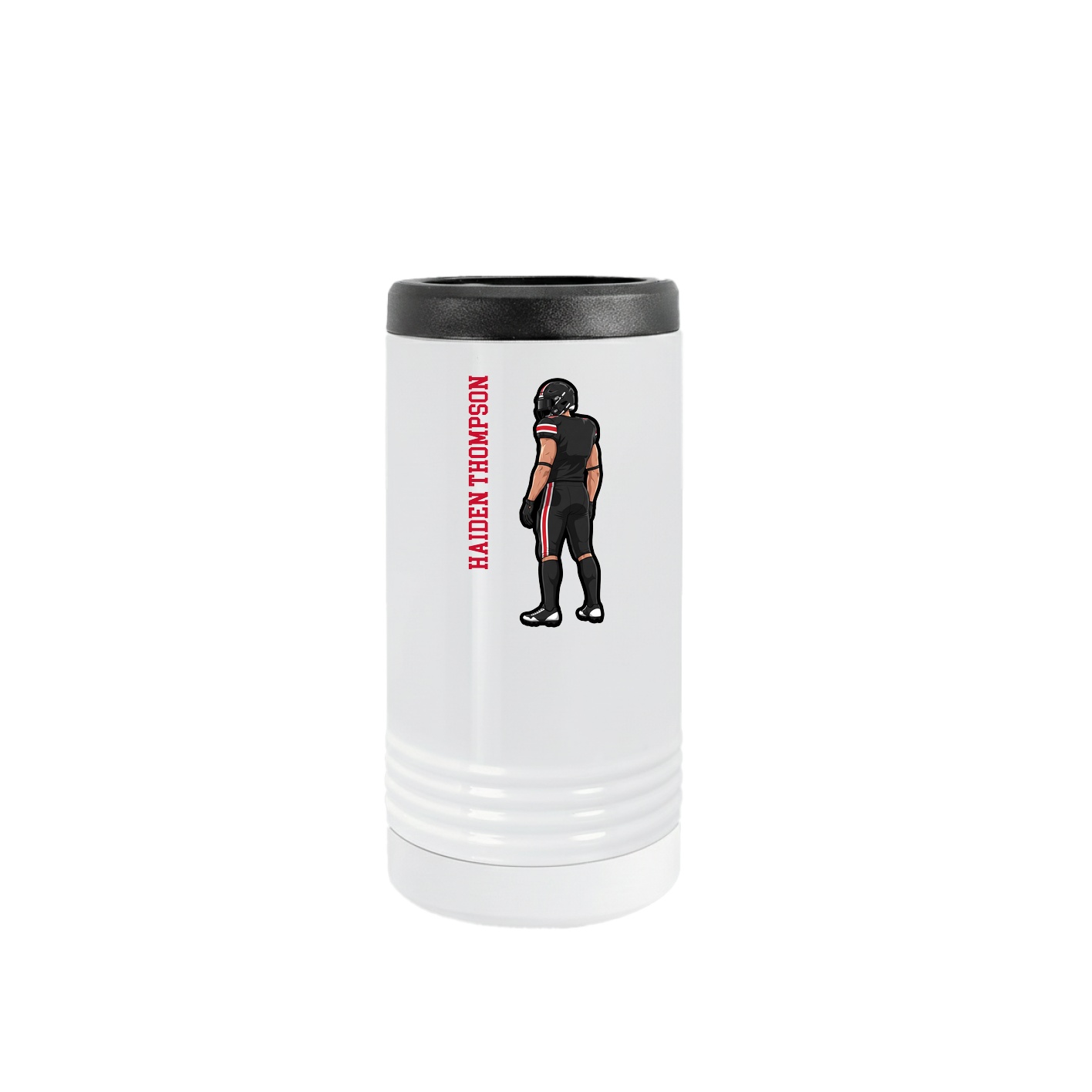 Slim Beverage Holder — Name Vertical in White