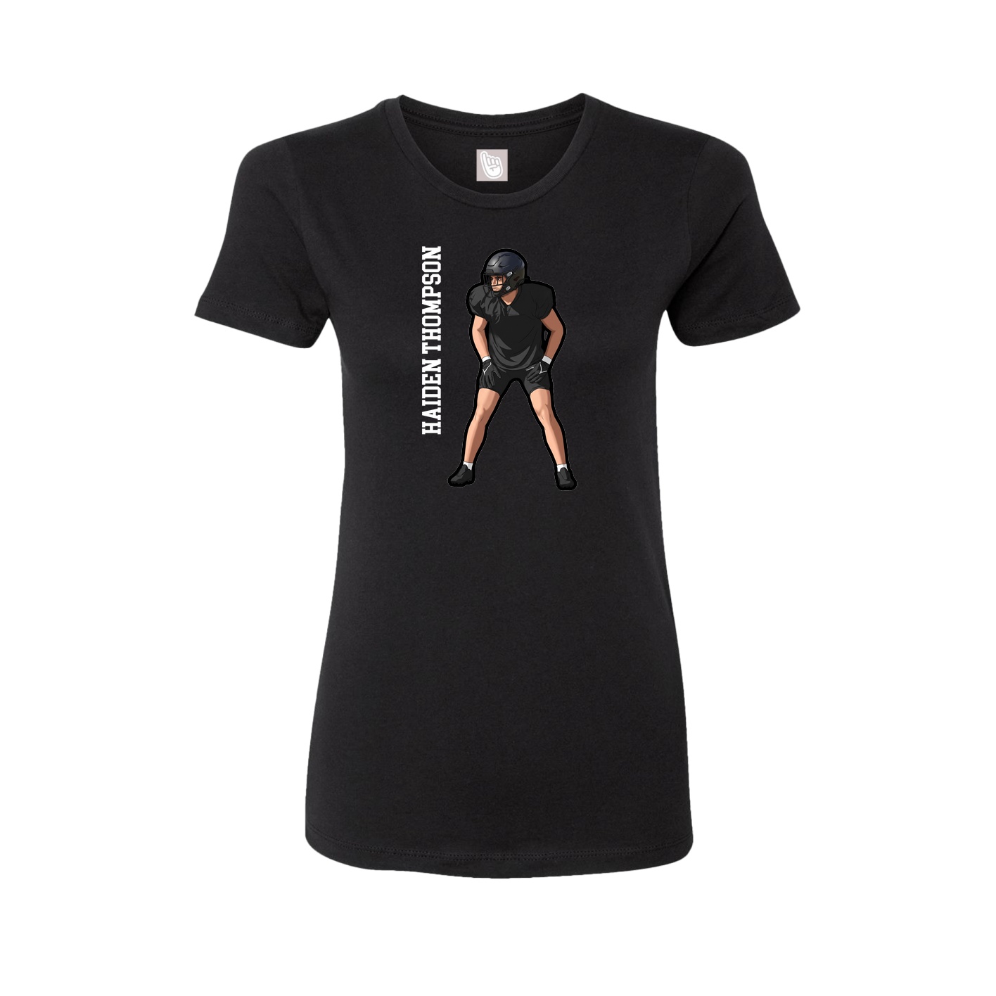 Womens Tee — Name Vertical in Black