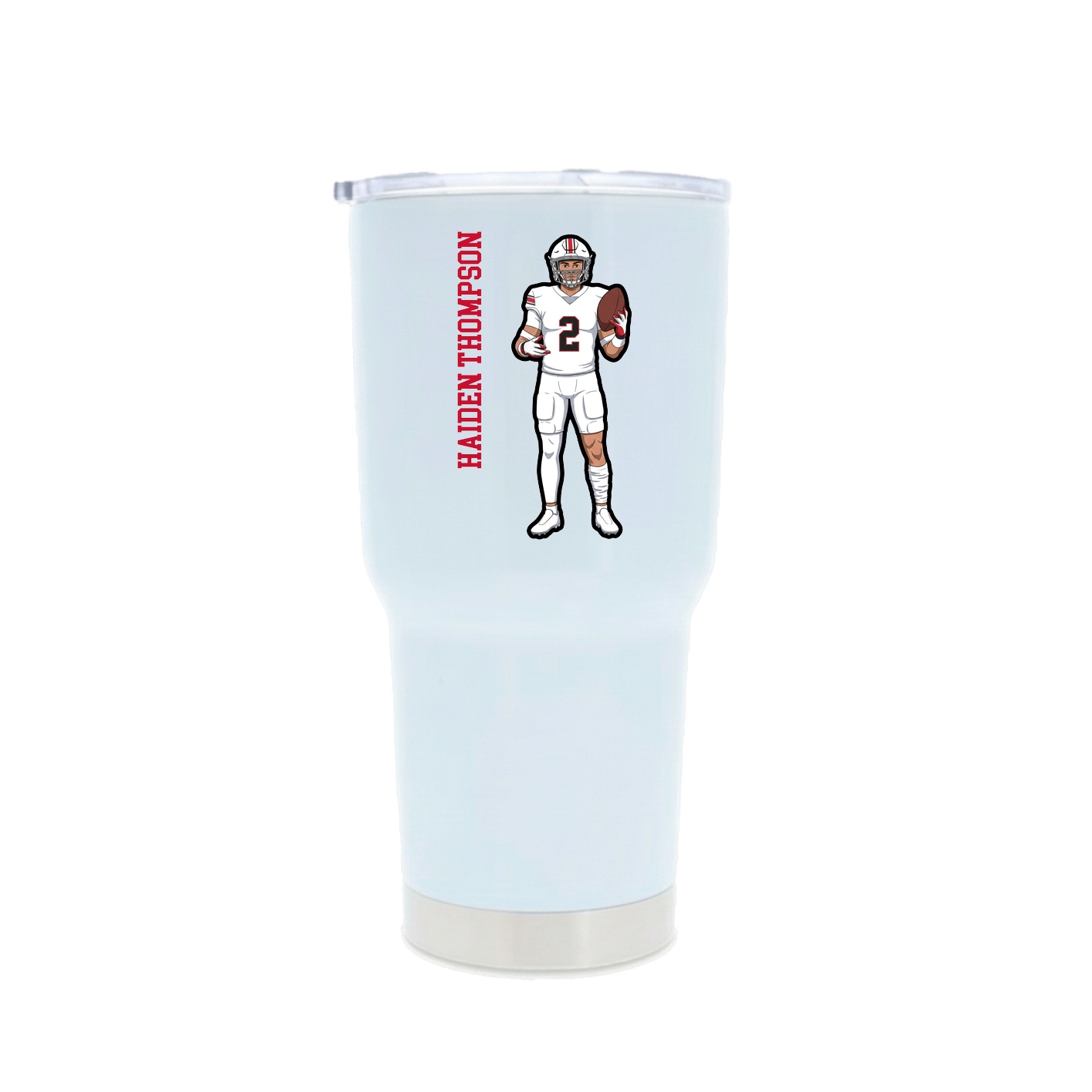 30oz Stainless Steel Tumbler — Name Vertical in White